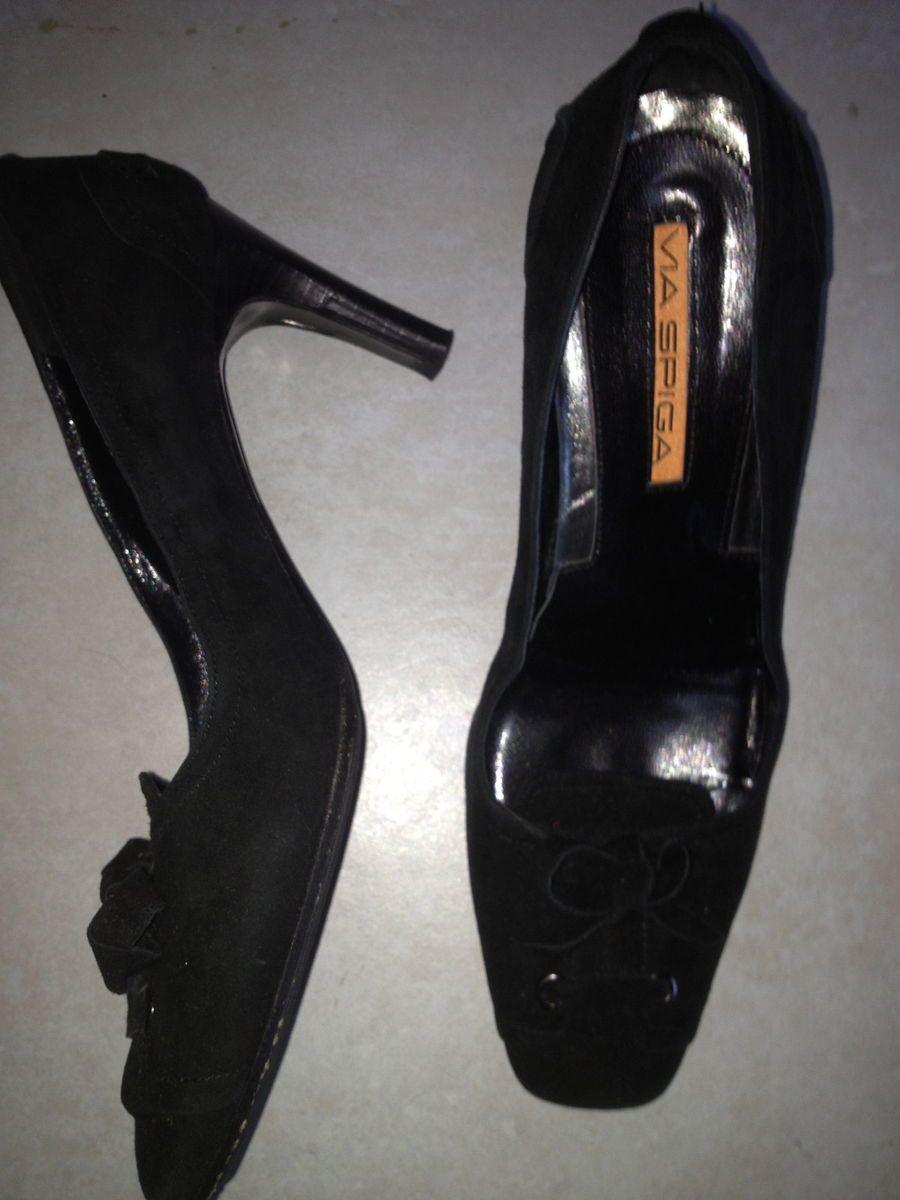 Via Spiga Black Suede 3 Heel Womens Made in Italy Shoe Size 6 M