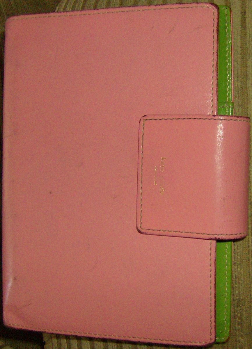 Kate Spade Pink & Green Leather Address Book Organizer Day Planner