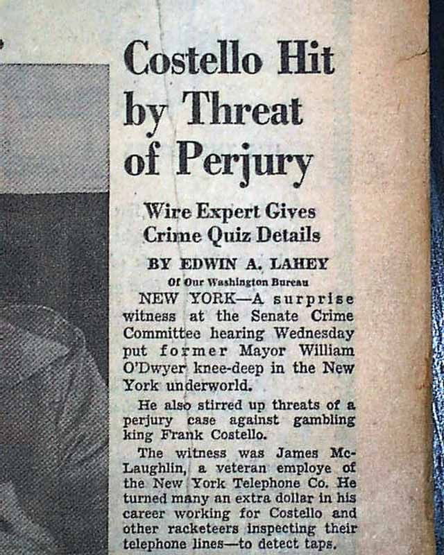 Frank Costello Gangster Mob Boss Kefauver Hearings 1951 Detroit MI Old