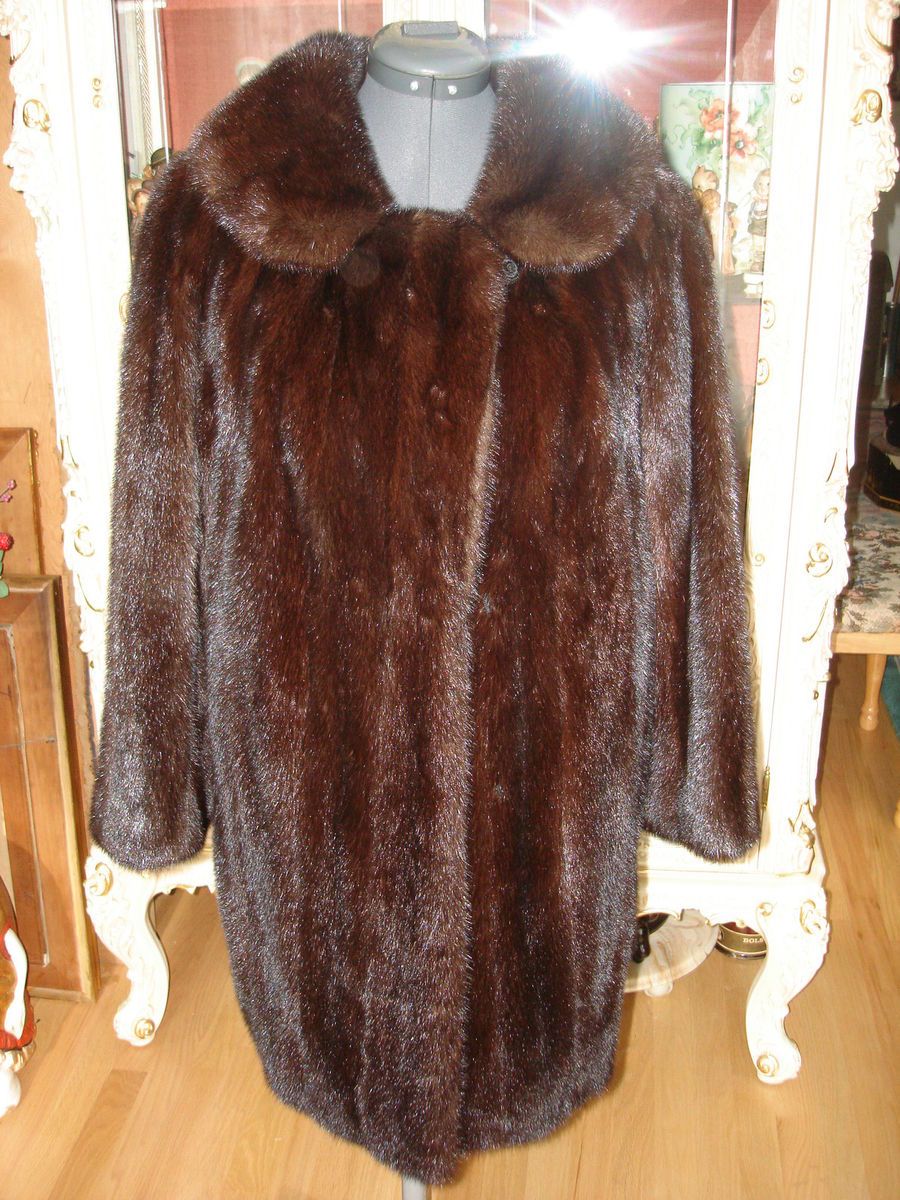 VINTAGE KEIM COLOR DARK MAHOGANY BROWN MINK NATURAL FUR COAT JACKET