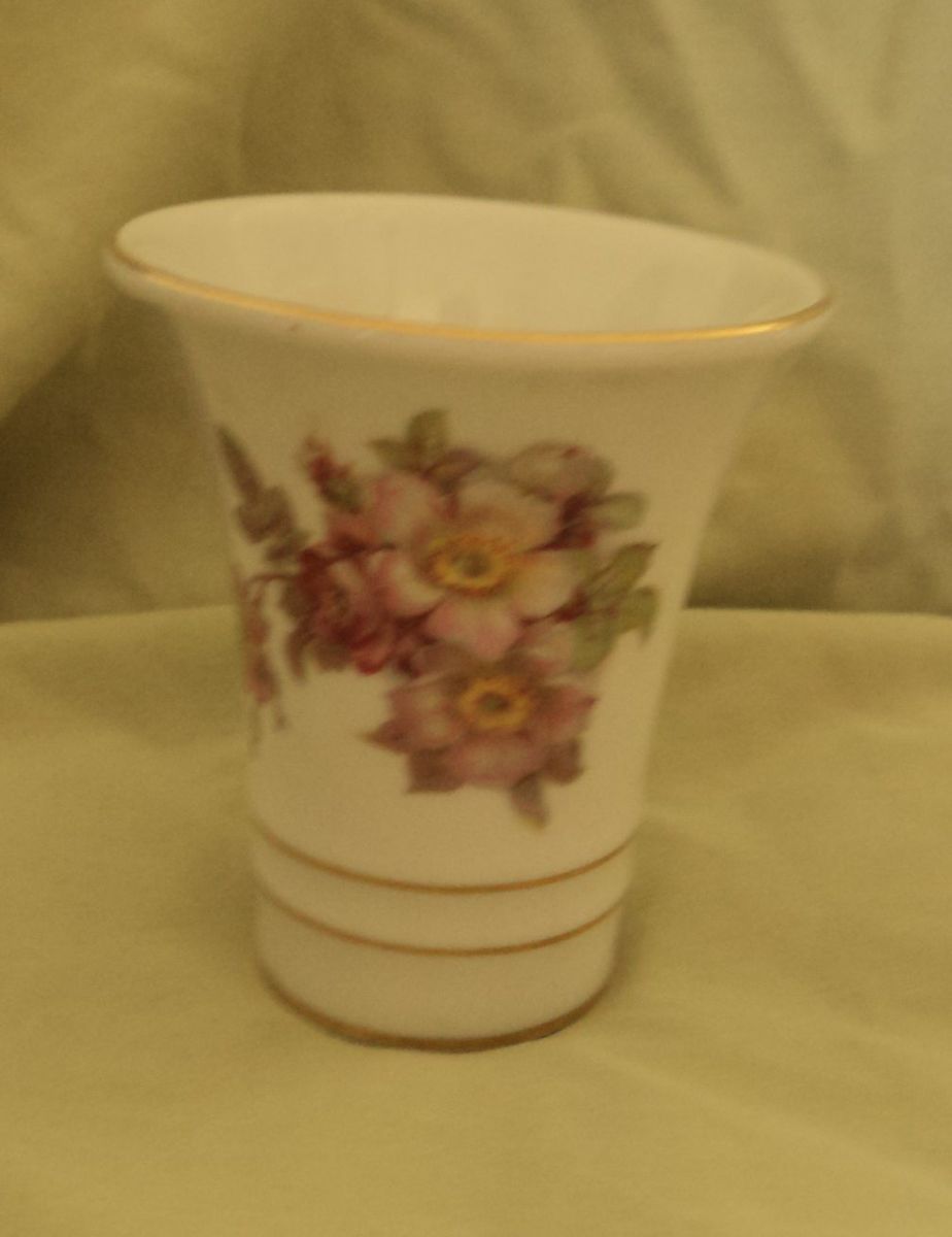 Bavaria Schumann Arzberg Germany wild rose 61 Golden Crown vase floral