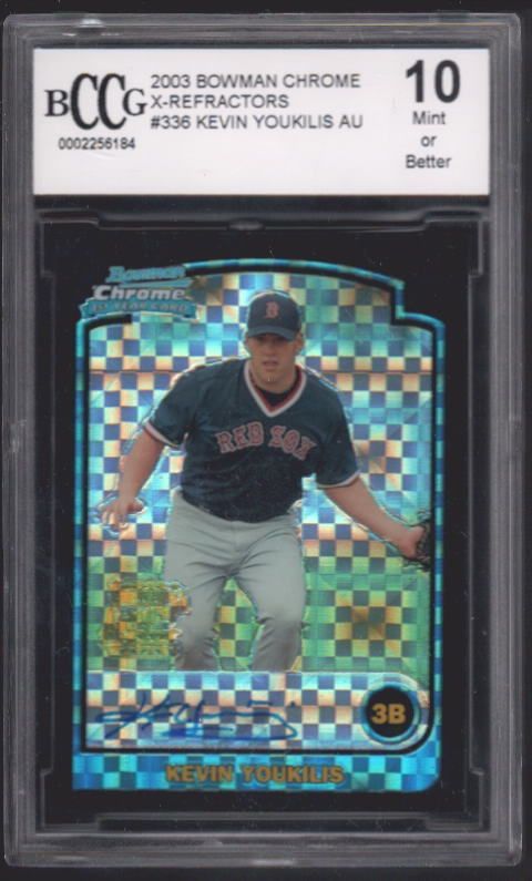 Kevin Youkilis 03 Bowman Chrome Xfractor Auto BCCG $180