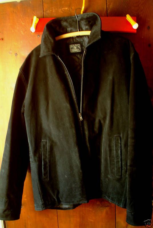 Lucky Black Suede Post WW1 Flight Jacket Large