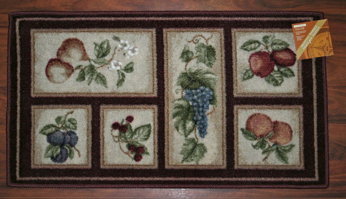 2x3 Kitchen Rug Mat Burgundy Washable Mats Rugs Fruit Grapes Pears