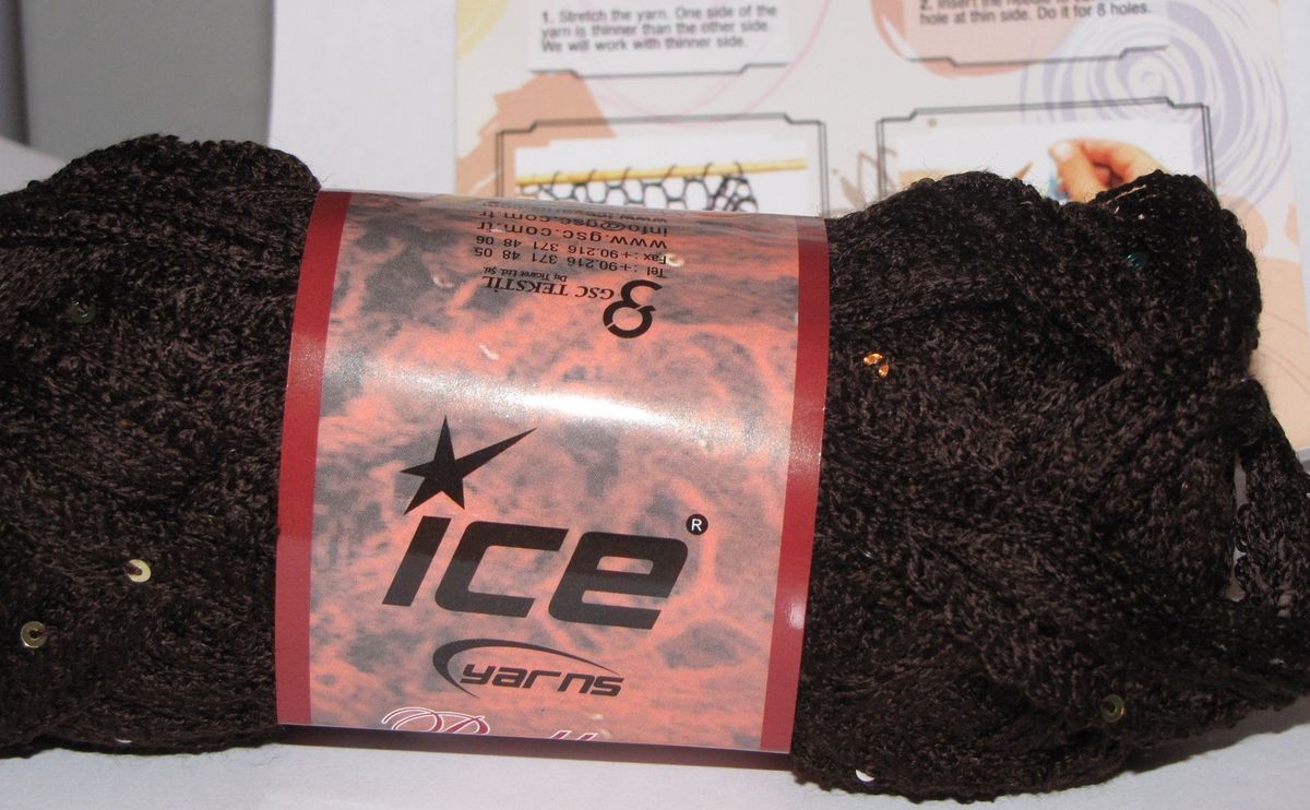  Dance BROWN mesh Yarn knitting supplies Sequins 1 ball kit 47 scarf