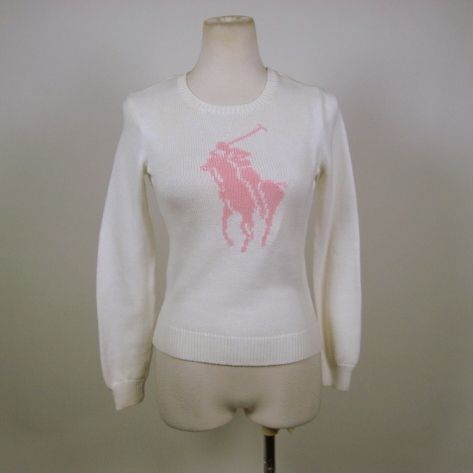 Kourtney Kardashian Ralph Lauren White Crewneck Pink Polo Player