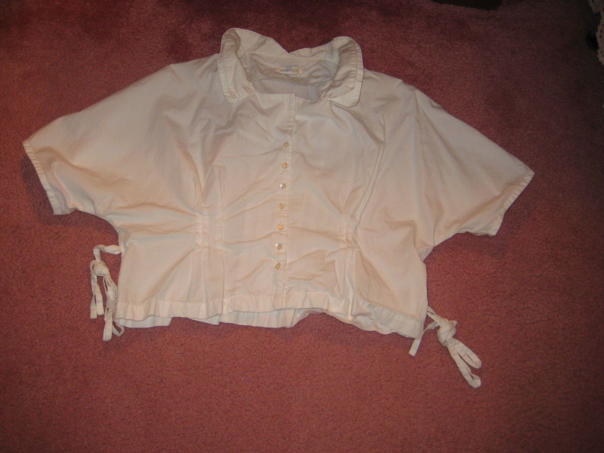 KRISTA LARSON RARE VINTAGE PETAL SHIRT ONE SIZE WHITE COTTON