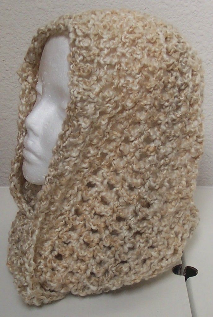 Hand Crocheted Infinity Eternity Scarf Pearls Lion Homespun Yarn