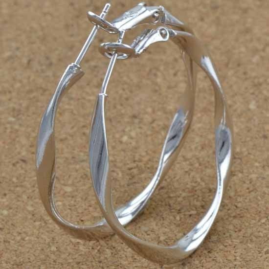 Unique 9K White Gold Filled Ladies Hoop Earrings