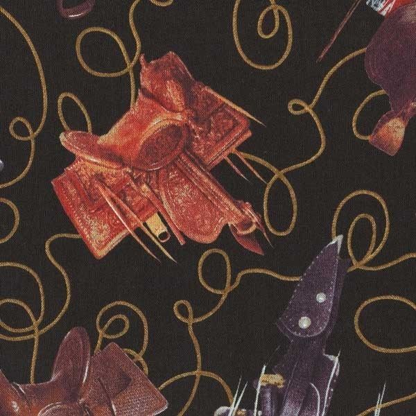 Home on A Range Saddles Lariats Horse Cotton Fabric BTY for Quilting