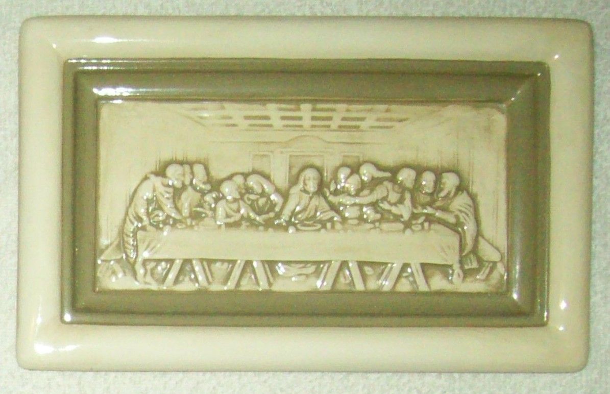 Vintage Ceramic The Last Supper 3D Relief Ceramic Wall Hanging Plaque