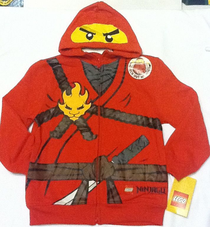 New LEGO Ninjago KAI Boys Hoodie Sweatshirt Sz 7 Costume w Pocket Red