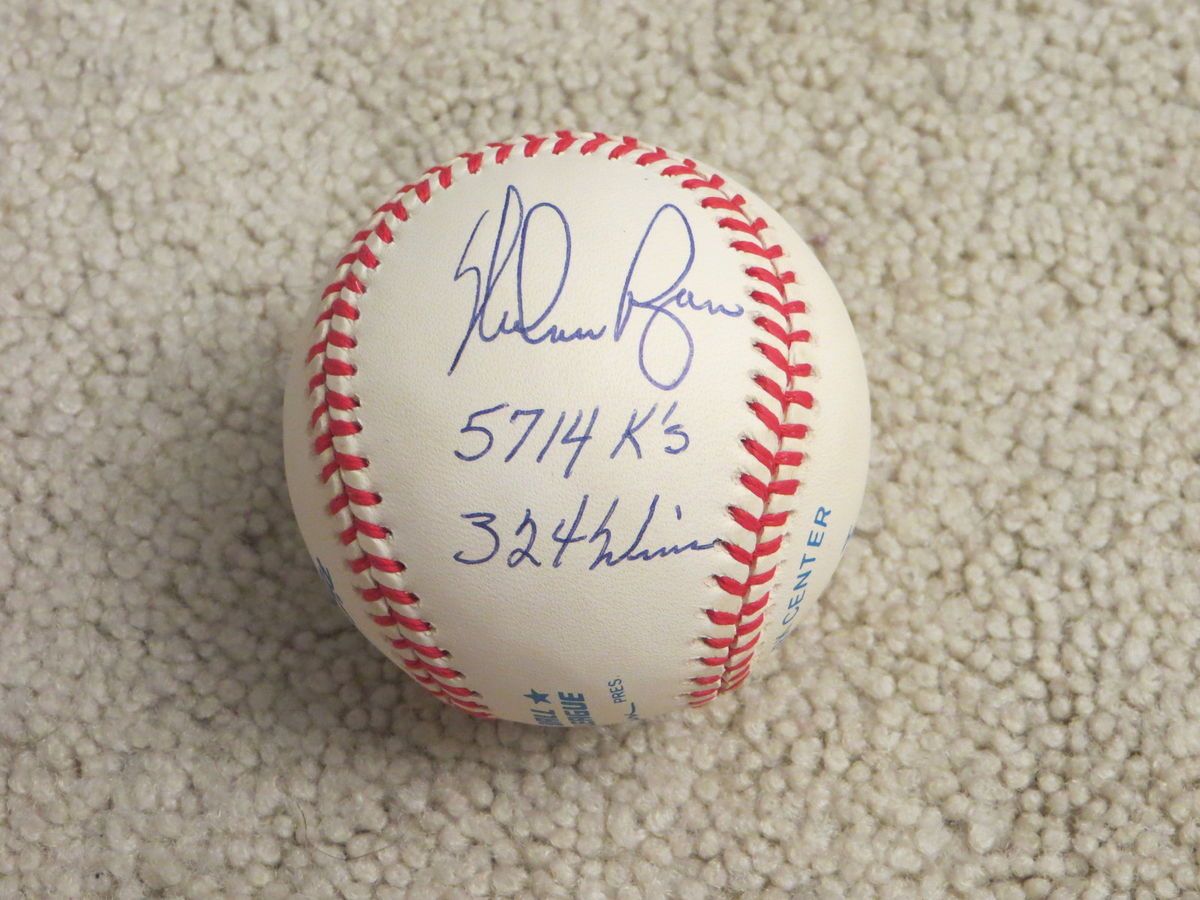 NOLAN RYAN autographed stats BASEBALL   WINS/STRIKEOUTS PRIVATE