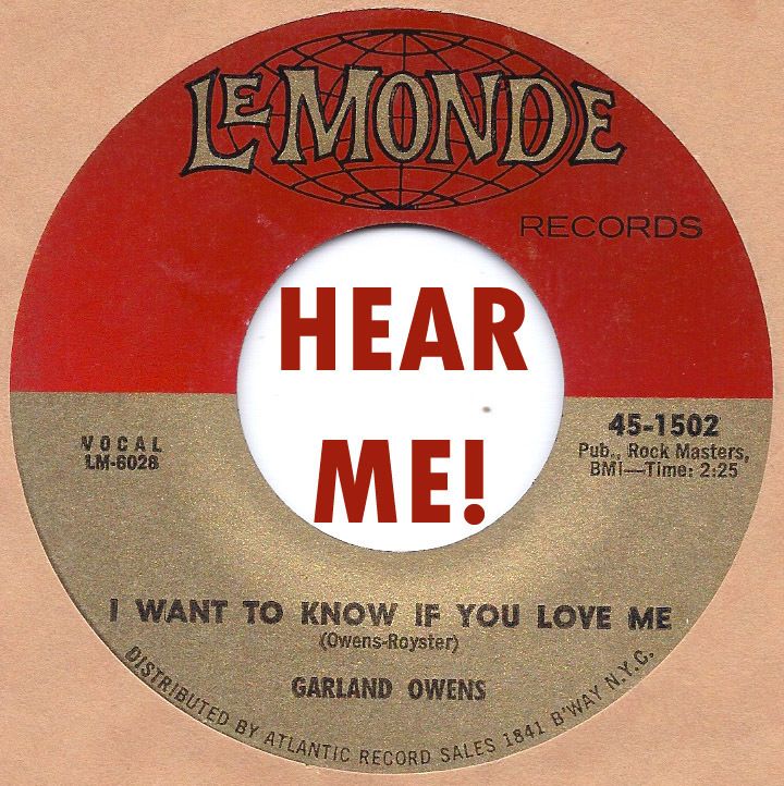 Soul Garland Owens I Want to Know If You Love Me Lemonde