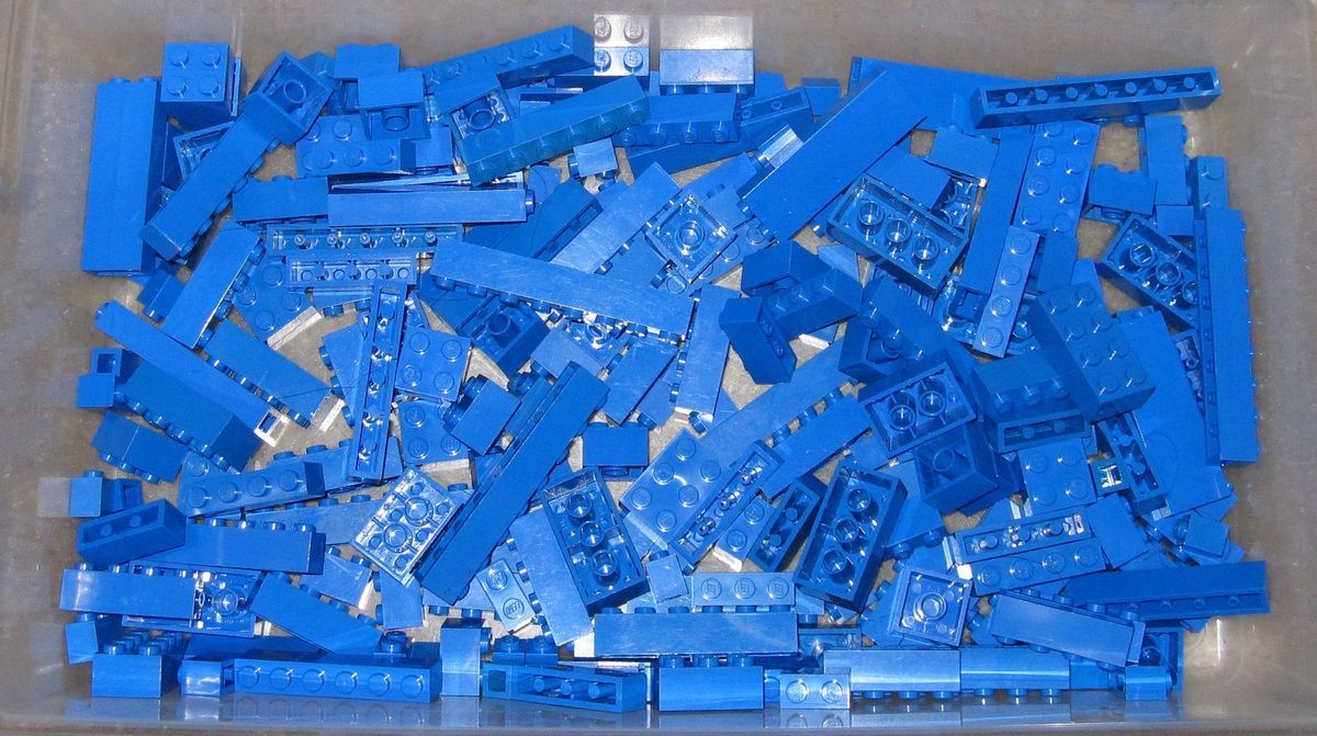 Lego Blue Bricks Lot of 210 Bulk Lot Building Parts Pieces Gently Used