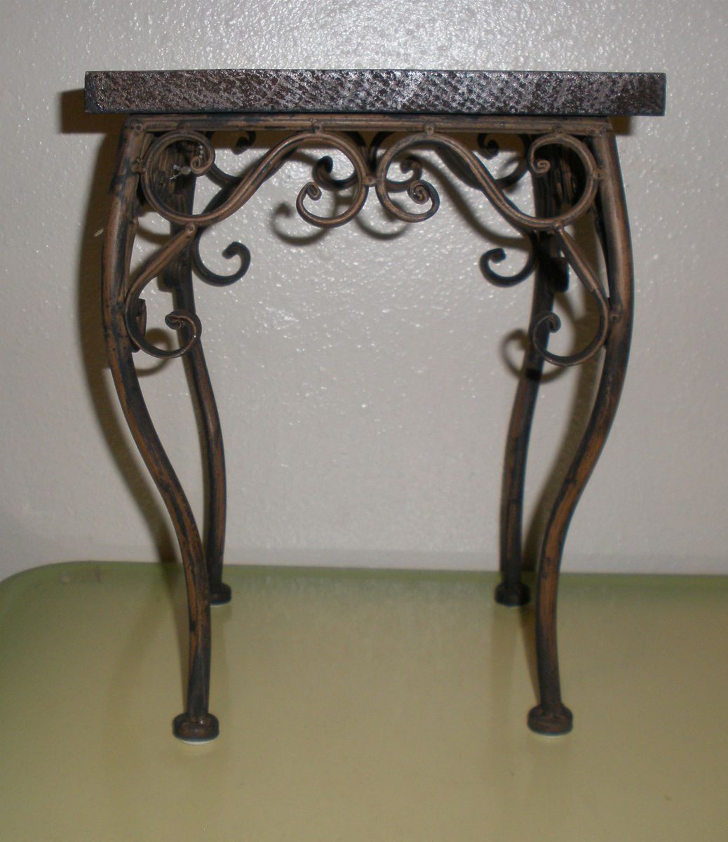 Beautiful Ornate Wooden Top Plant Stand with Metal Frame