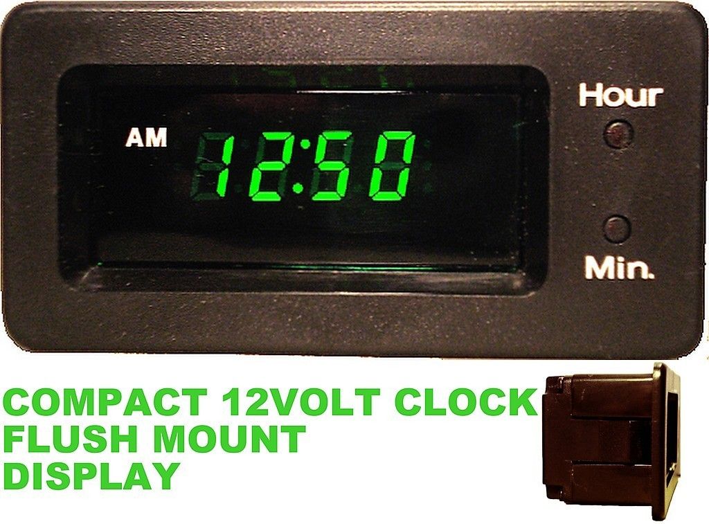 12 Volt LED Digital Panel Mount 12 Hour Clock LQ1200L