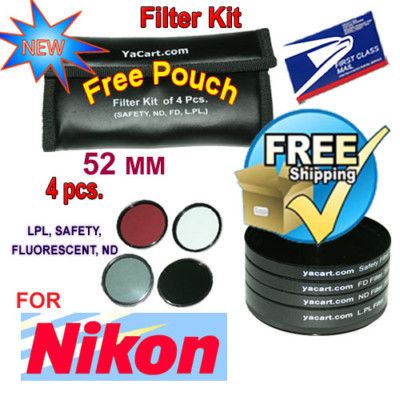 52mm UV ND FD LPL FILTER LENS KIT fr CAMERA NIKON D3000 D3100 D3200