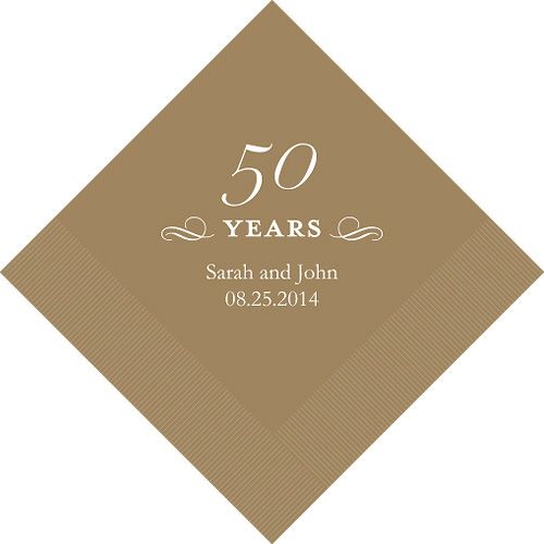 100 Printed 50th Anniversary Birthday Luncheon Napkins