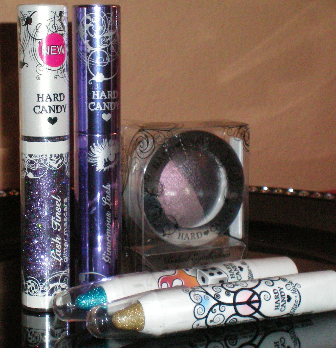 NEW HARD CANDY LOT OF 5 LASH TINSEL PURPLE GLITTER MASCARA EYESHADOWS