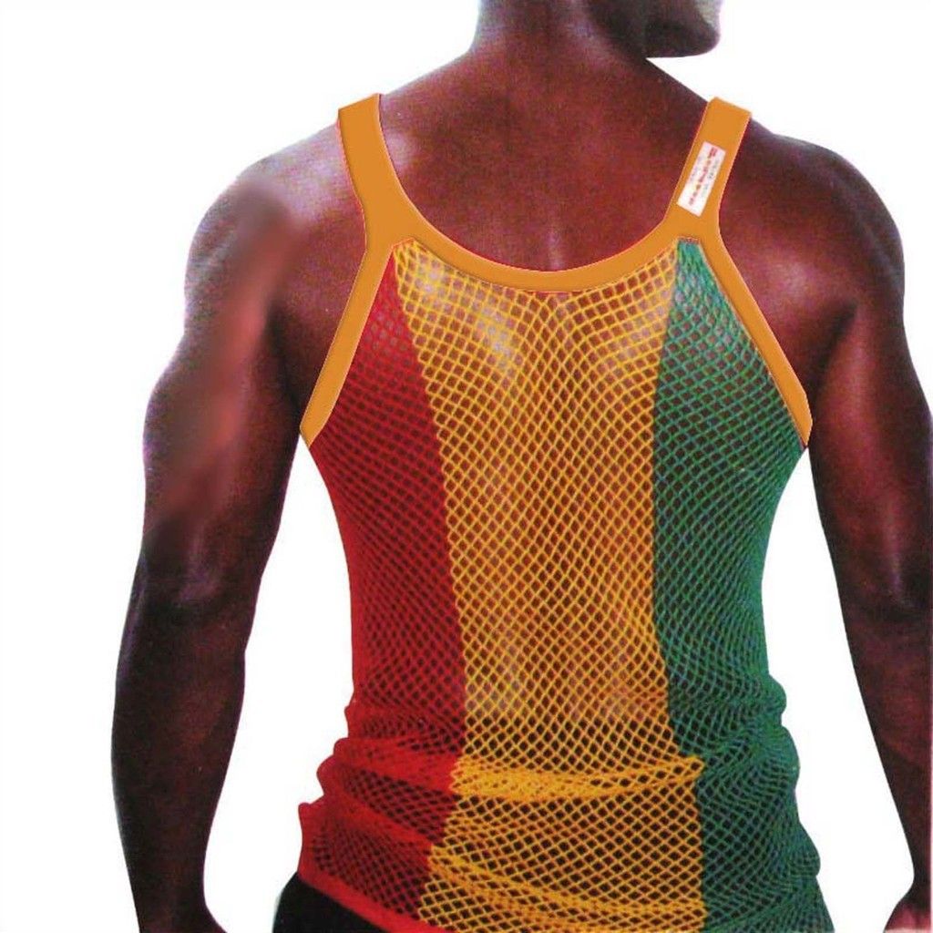 Mesh Pendeen Vest Tank Top Lion Selassie Marcus Garvey XL