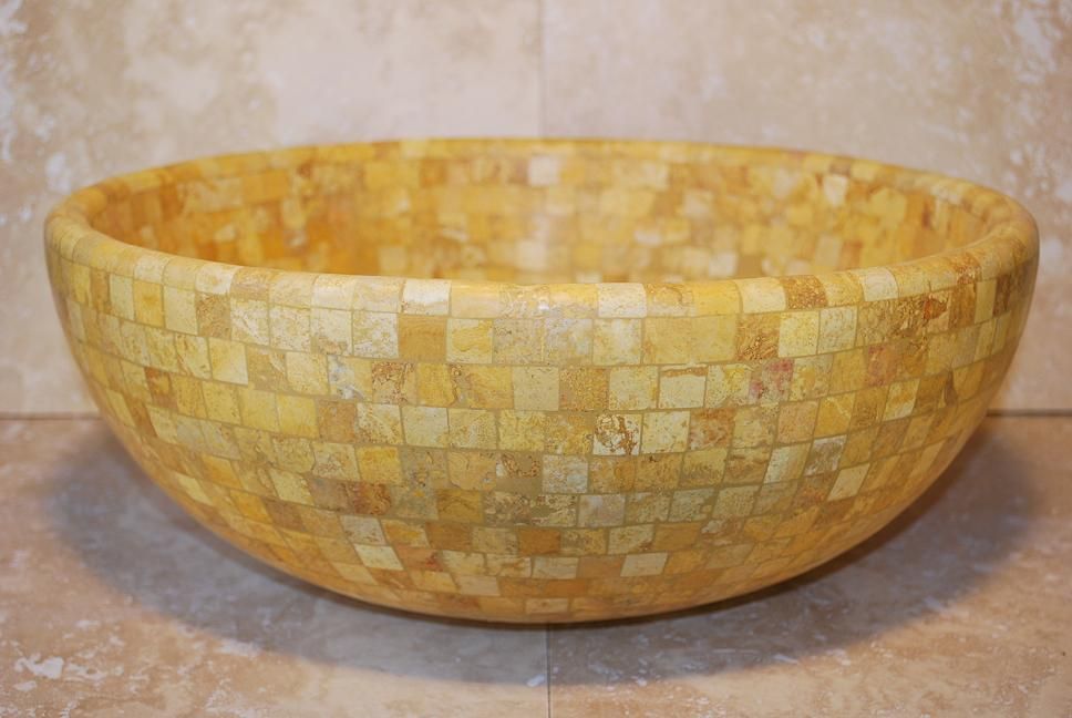  STONE VESSEL BATHROOM MOSAIC SINK TRAVERTINE MARBLE NATURAL STONE