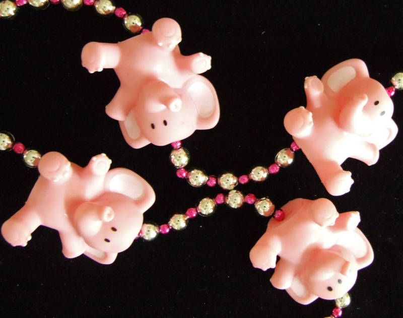 Pink Elephants Rubber Elephant Mardi Gras Beads Zoo Fun