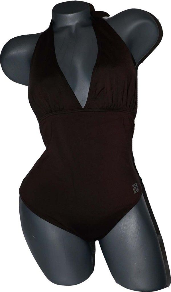 Manuel Canovas Paris Swimsuit Halter Brown Sexy T3 8 10 Luxe Designer