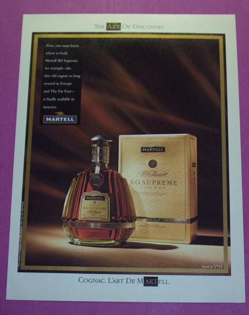 1991 Martell XO Supreme Cognac Ad Art The Art of Discovery Print