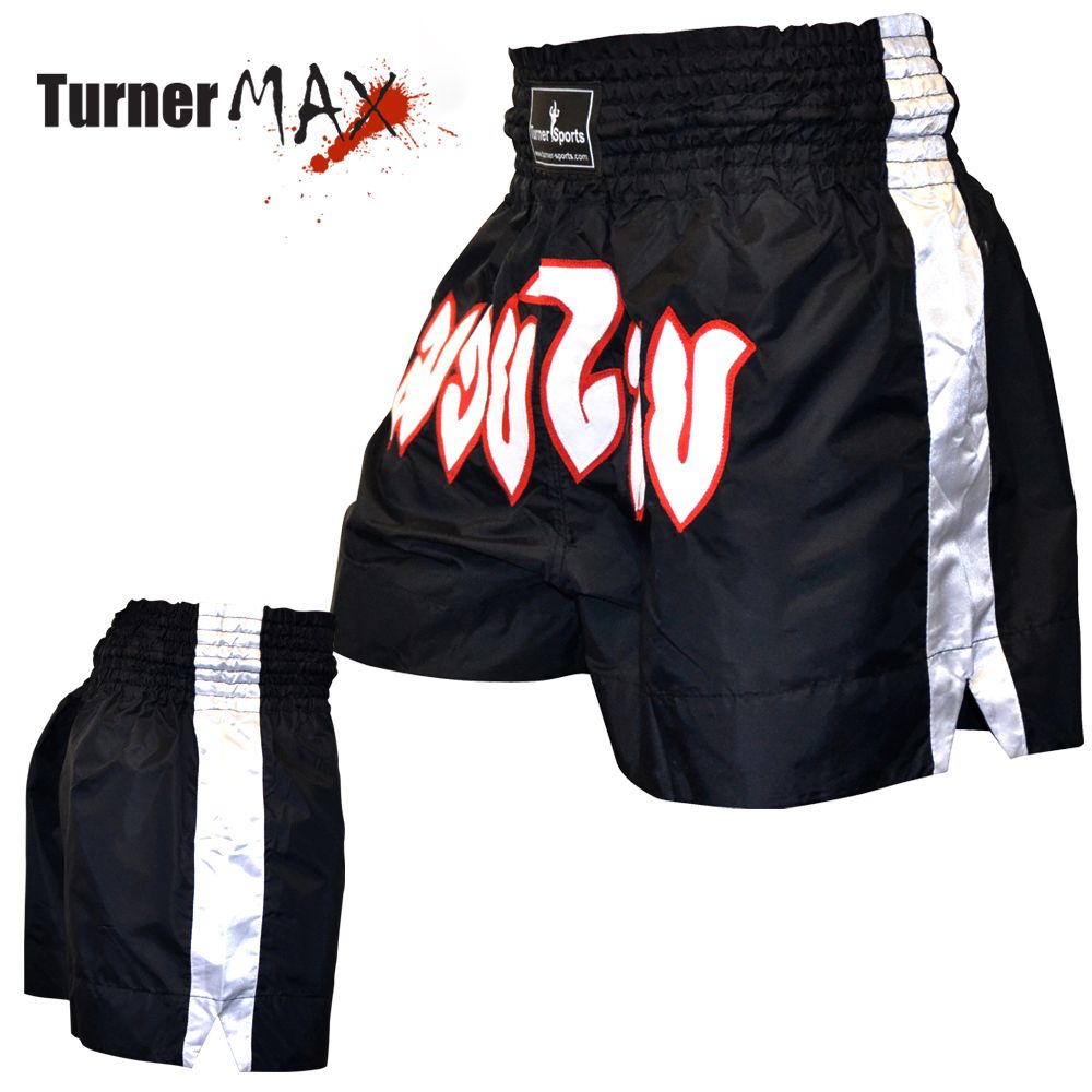 Thai Shorts Training Trunks Kick Boxing MMA Martial Arts Black