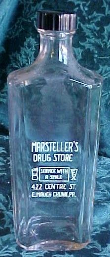 Glass 16 oz Medicine Bottle Marstellers E Mauch Chunk PA