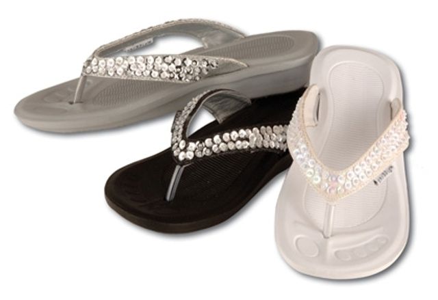 New Womens Shindig® Natural Footprint Flip Flop Sandal with Sequins