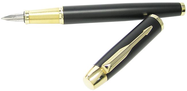 Parker Im Matt Black Gold Trim Fountain Pen Fine