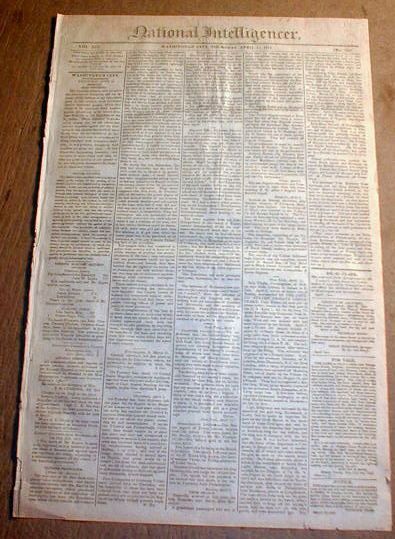  1812 newspaper FT MEIGS on MAUMEE RIVER Ohio under attack by Indians