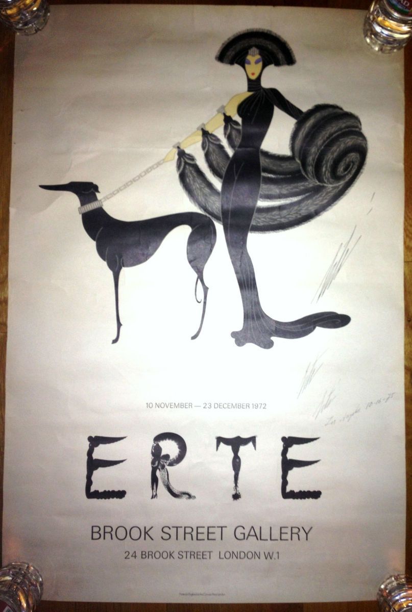 Signed ERTE Symphony in Black Original Print With 3 Signatures Art