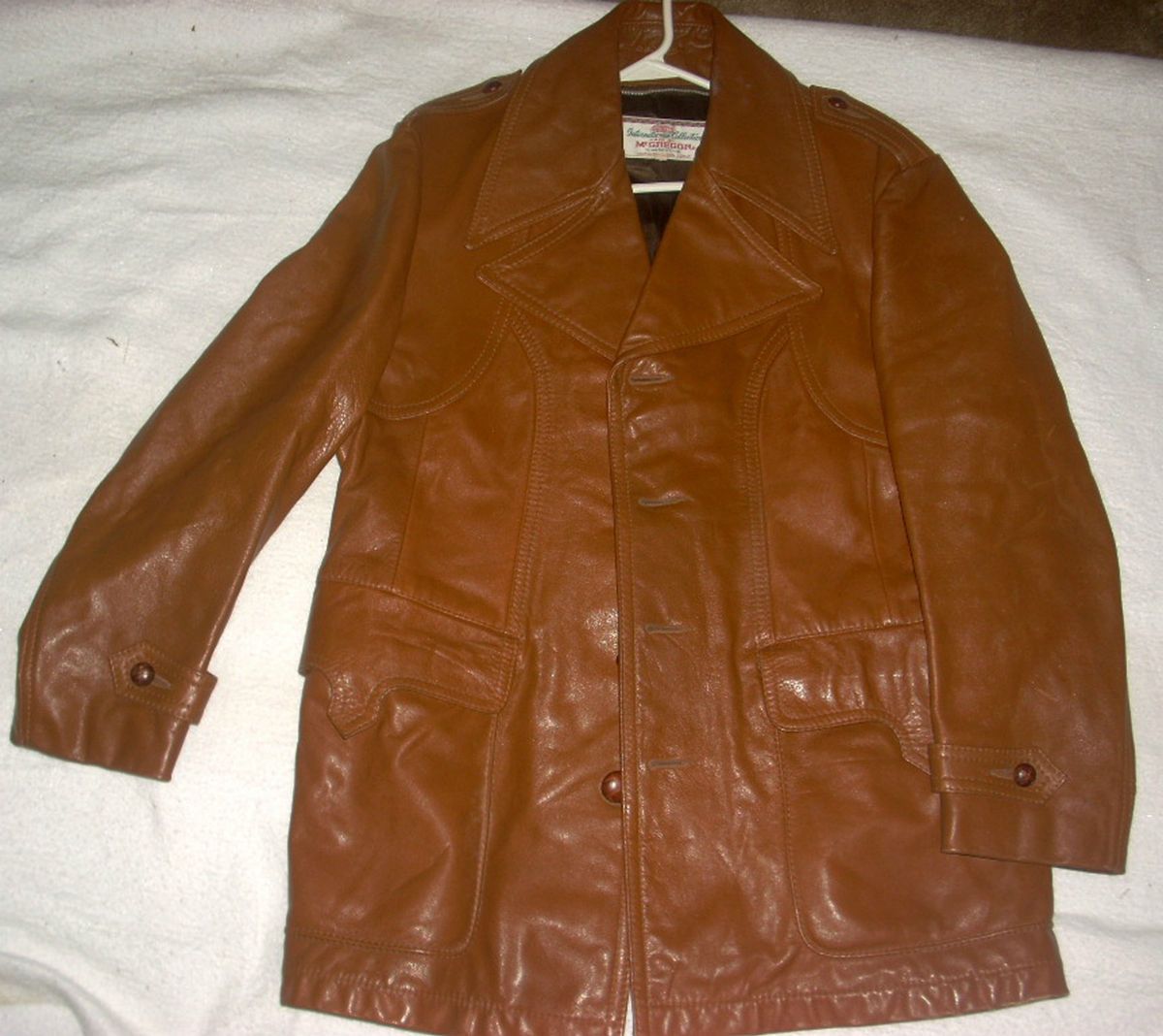 Vintage McGregor Brown Leather Jacket Coat Size 40L International