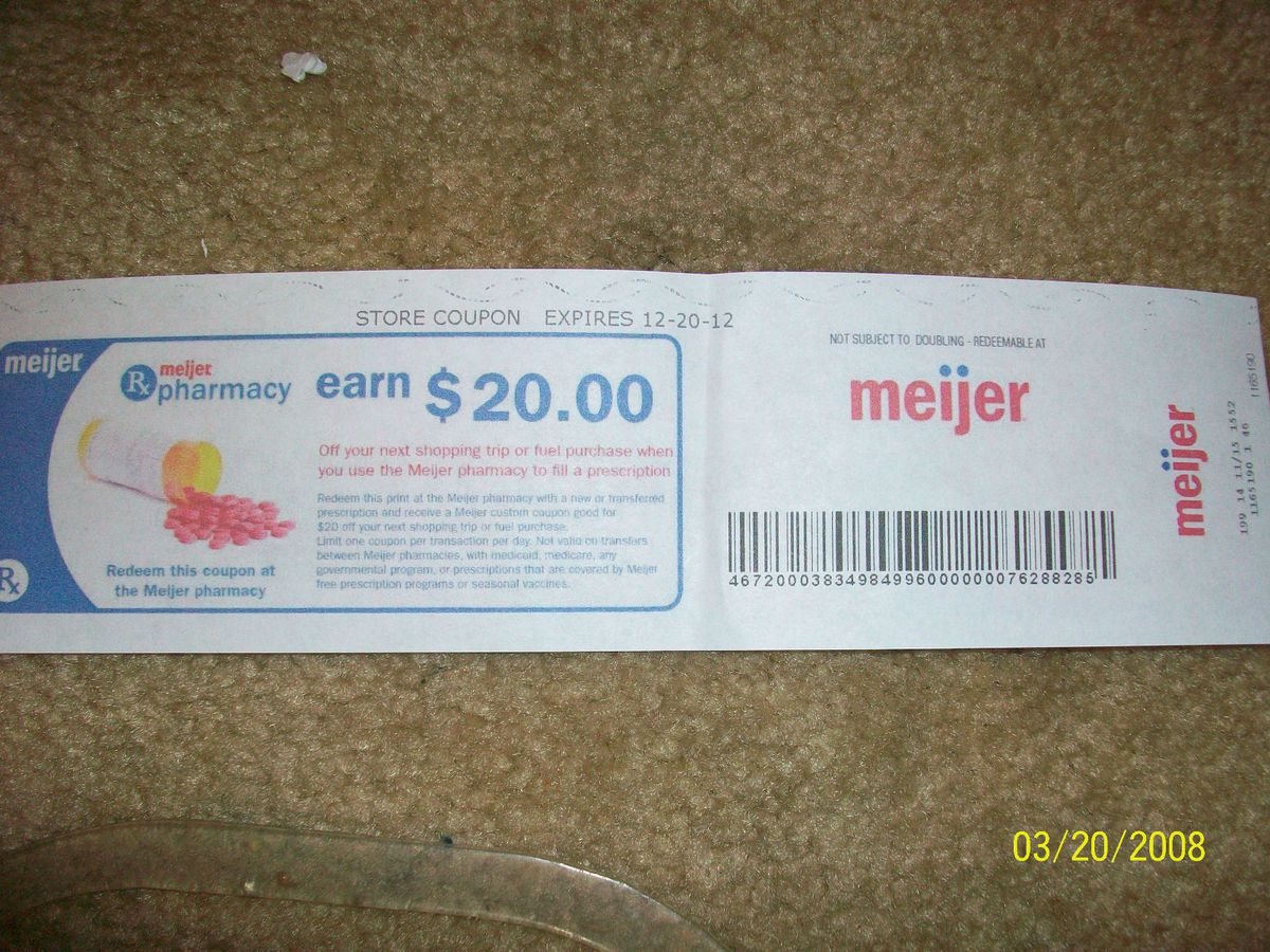 Meijer Pharmacy Coupon Earn $20 00