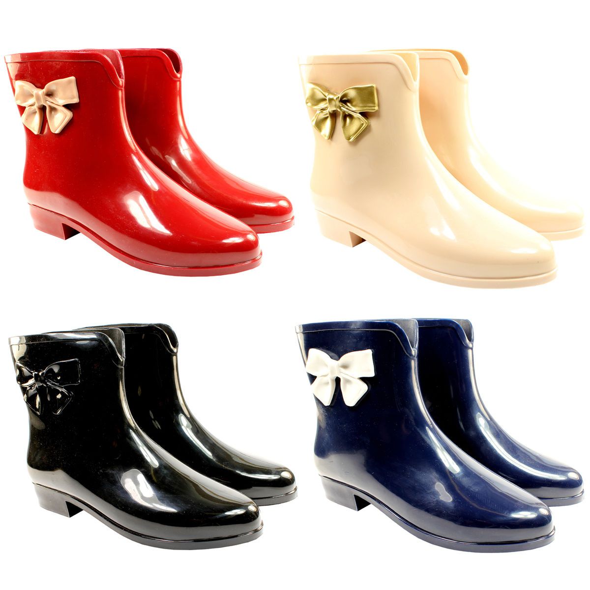 Womens Mel by Melissa Ankle Boots Short Wellinton Wellies Emblem