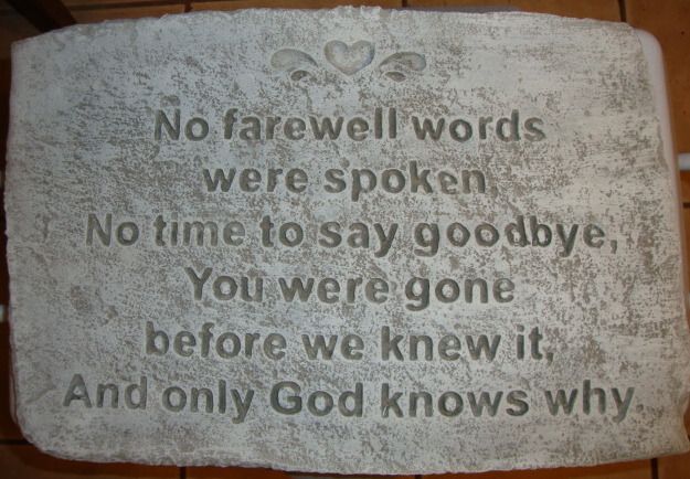 Gray Concrete Cement Memorial Stone Marker Antiqued White