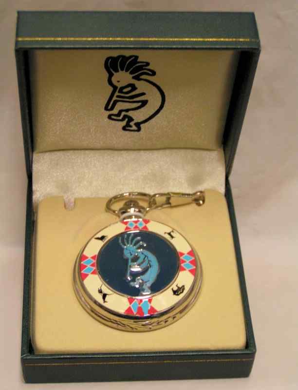 Kokopelli Southwestern Pocket Watch w Chain New in Box