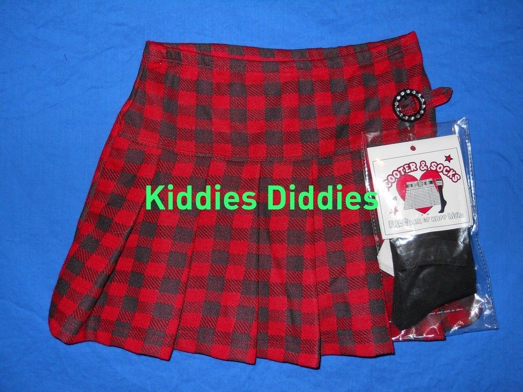 Beautees Girls Red and Black Plaid Skirt BT01