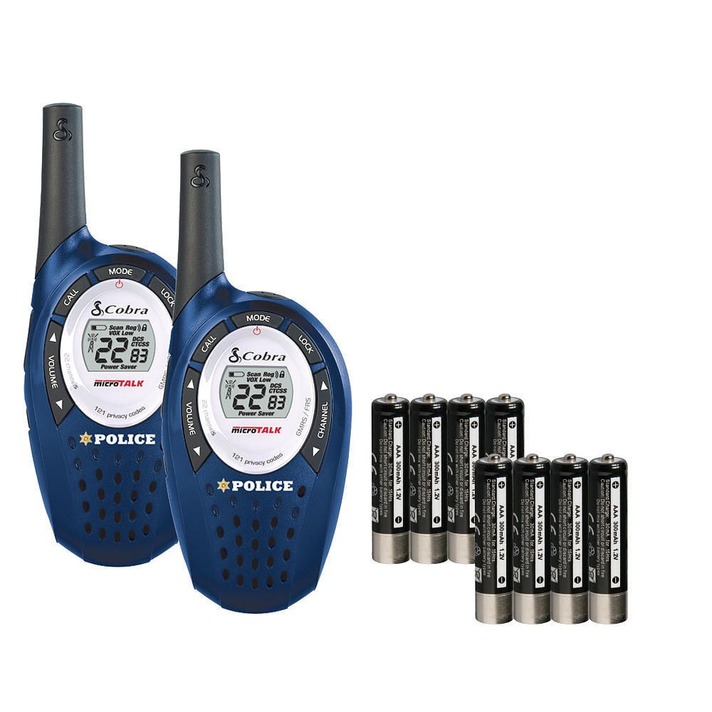 Cobra MicroTalk Walkie Talkies 25 Mile Range Police Black