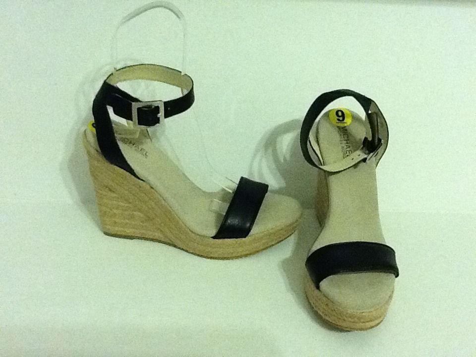 Black Michael Kors Womens Shoes Strap Wedge Heel Size 9