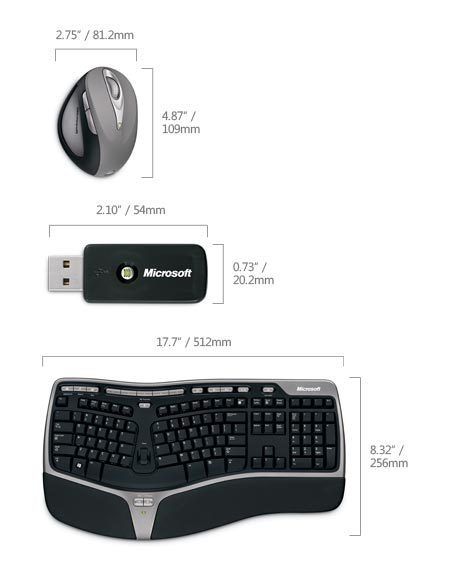 Microsoft Natural Ergonomic Desktop 7000 KEYBOARD MOUSE USB RECEIVER