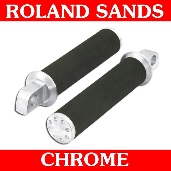 Roland Sands Design Chrome Tracker Foot Pegs 45deg for Harley