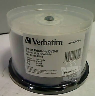 Pack Of 50 Verbatim 94854 DataLifePlus Inkjet Printable DVD R Discs 8x