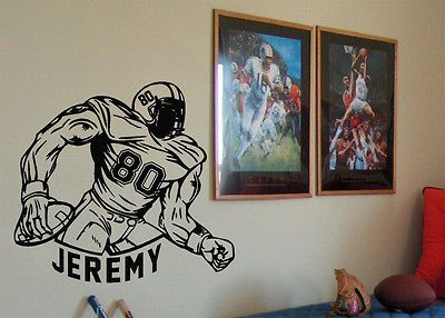 Custom Name & Number Text Football Player #9 Vinyl Wall Art Sticker