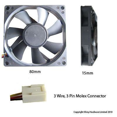 Evercool 80mm 8cm 80 x 80 x 15mm 3 Pin 12 Volt PC case Fan (H)