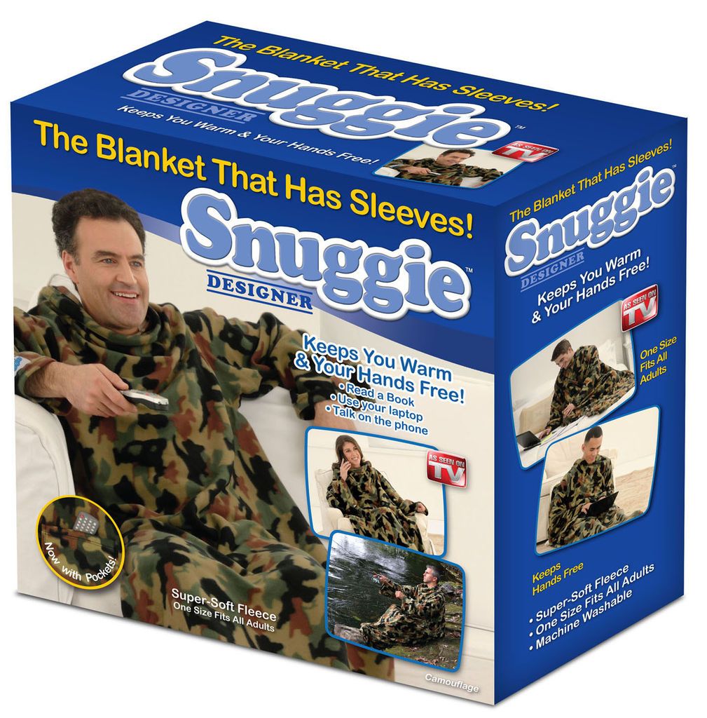 SNUGGIE Blanket Mens NEW One Size CAMO Robe Warm Fleece Gift FAST