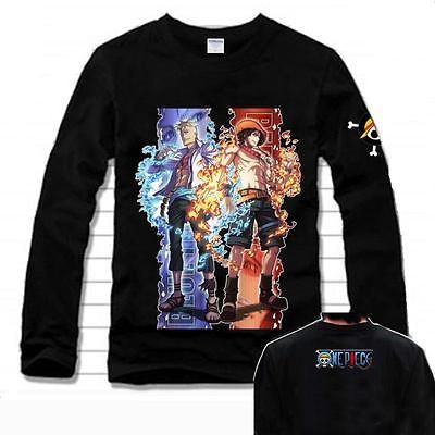 Anime One Piece Clothing Marco Ace Black Long Sleeve T shirt 6 Sizes